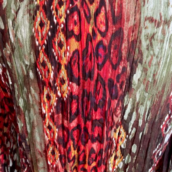 Rebecca Malone Multiprint Snake Tie Dye Crinkle Sequin Top MED Forest Fairy Boho - Picture 7 of 9